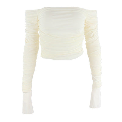 Blusa Crop Hombros Descubiertos con Mangas Acampanadas en Tul - Image 12