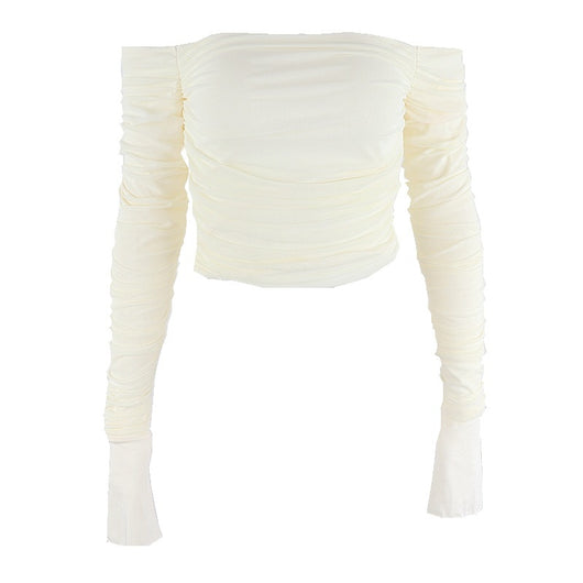 Blusa Crop Hombros Descubiertos con Mangas Acampanadas en Tul - Image 2