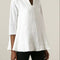 Blusa Suelta de Algodón y Lino con Escote V para Mujer