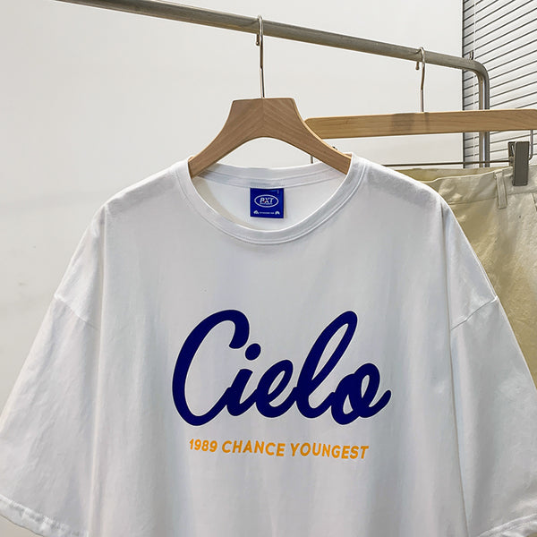 Playera Hombre Algodón Suelta con Estampado de Letras