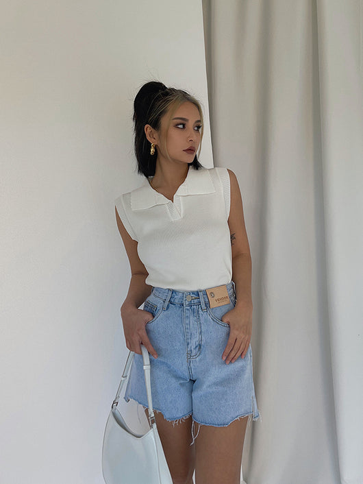 Shorts Cintura Alta Efecto Reductor Corte A Casual Deshilachado - Image 10