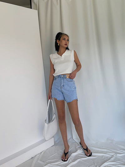 Shorts Cintura Alta Efecto Reductor Corte A Casual Deshilachado - Image 8