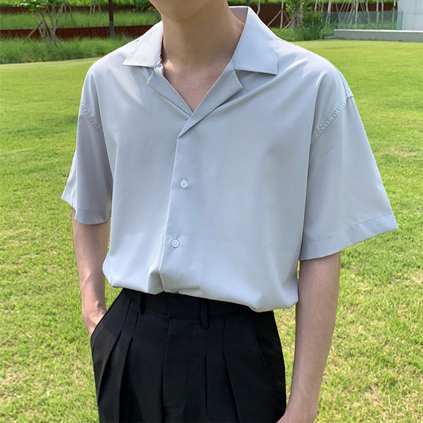 Camisa Suelta Coreana de Manga Corta para Hombre