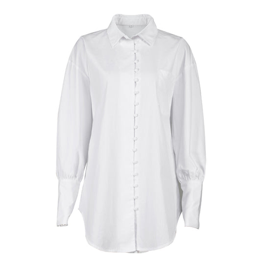 Camisa de Algodón Manga Larga Holgada Estilo Internacional
