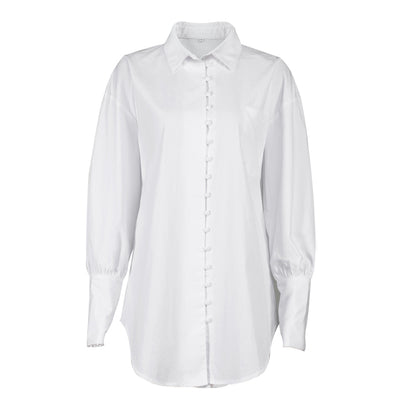 Camisa de Algodón Manga Larga Holgada Estilo Internacional