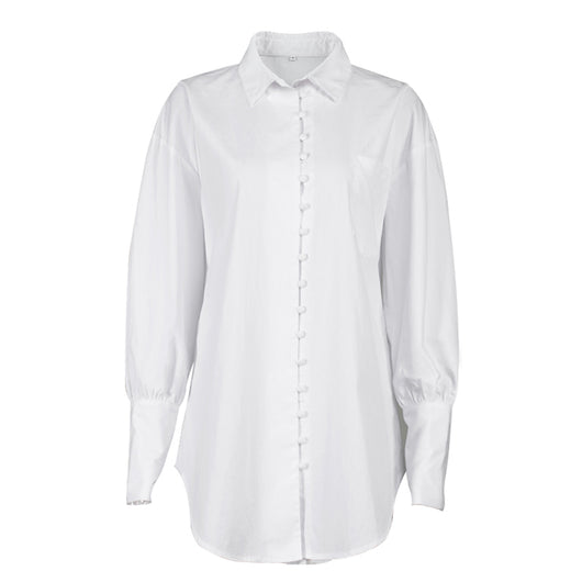 Camisa de Algodón Manga Larga Holgada Estilo Internacional