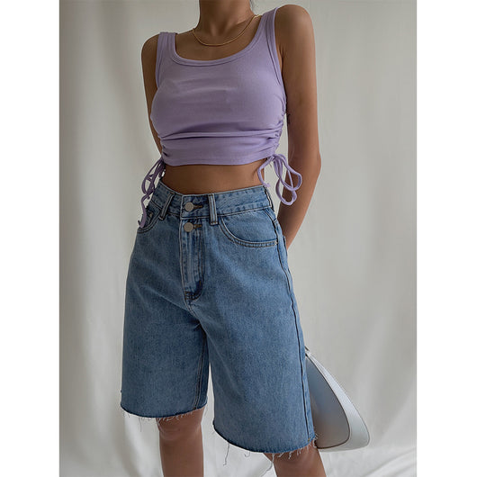 Pantalones Vaqueros Cintura Alta Mujer Verano Corte Recto Holgado y Ligero - Image 5