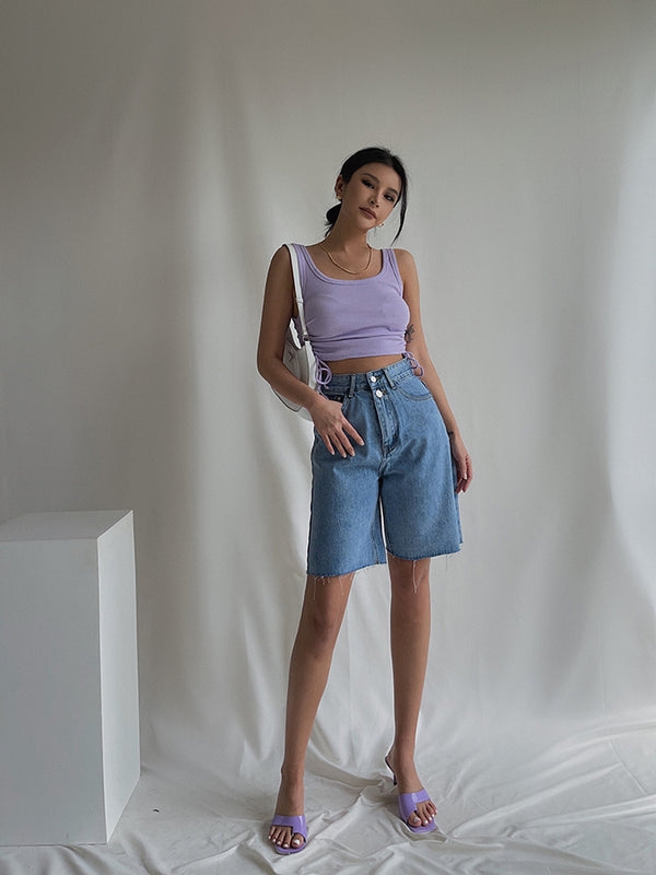 Pantalones Vaqueros Cintura Alta Mujer Verano Corte Recto Holgado y Ligero