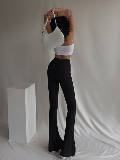 Pantalones Casuales Largos Mujer Verano Cintura Alta Micro Campana Elásticos - Image 10
