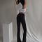 Pantalones Casuales Largos Mujer Verano Cintura Alta Micro Campana Elásticos