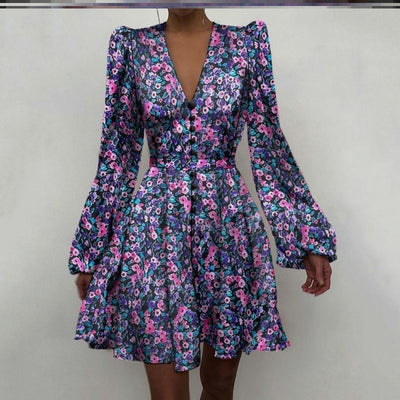 Vestido Elegante Satinado con Cuello V y Mangas Farol - Image 11