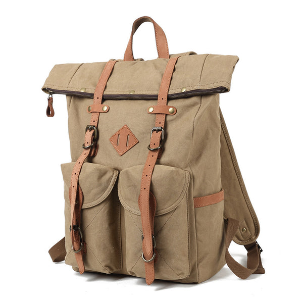 Mochila de Lona Encerada Vintage - Resistente al Agua para Viajes