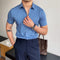 Camisa Manga Corta Slim Fit sin Planchado con Rayas - Estilo Coreano Versátil