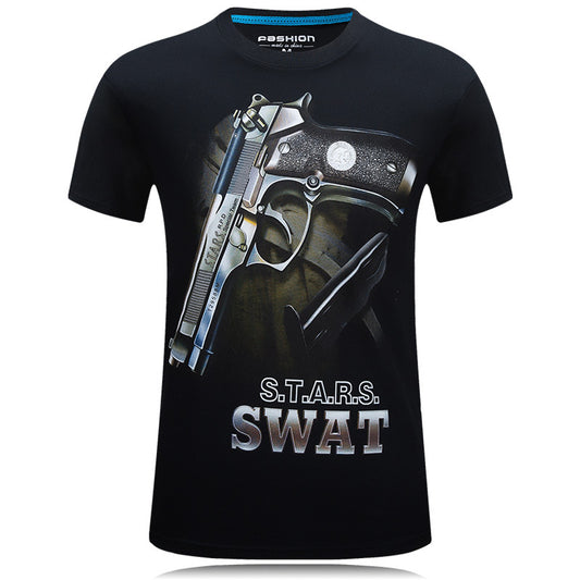 Camiseta Juvenil Estampado 3D Manga Corta para Hombre