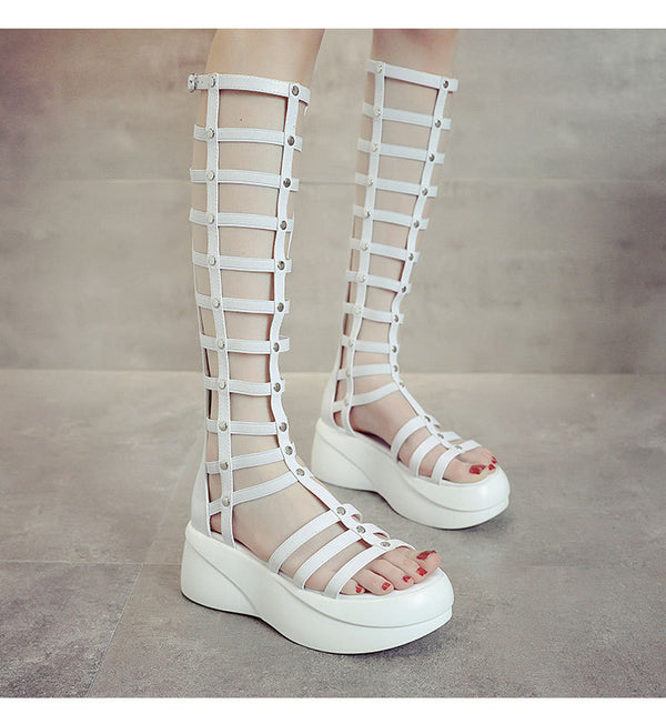 Sandalias Plataforma Coreanas con Tacón Grueso y Diseño Hueco