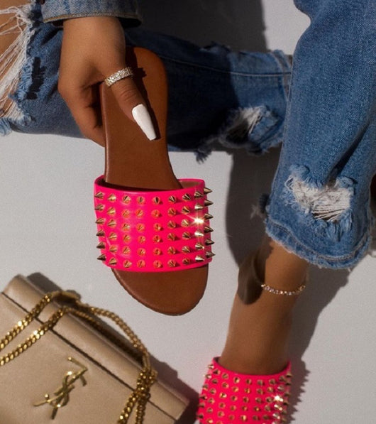 Sandalias Planas con Remaches Estilo Europeo para Mujer