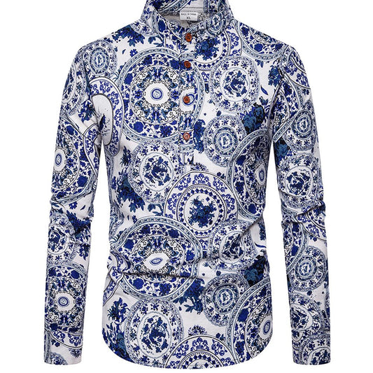 Camisa Manga Larga Estampada Talla Grande para Hombre - Image 2