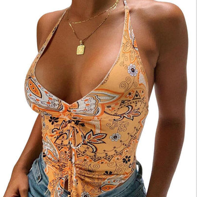 Top Halter Sexy Ajustado Escote Profundo para Mujer - Image 4