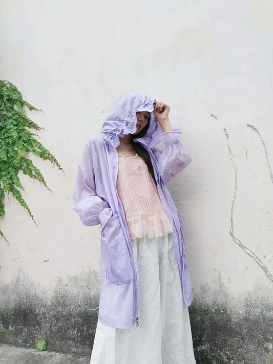 Chaqueta Lino Algodón con Capucha y Protección Solar - Estilo Literario Retro - Image 2