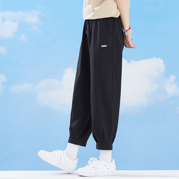 Pantalones Seda Helada Cintura Alta Drapeado Ligero