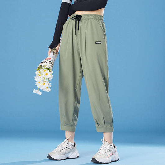 Pantalones Seda Helada Cintura Alta Drapeado Ligero - Image 3