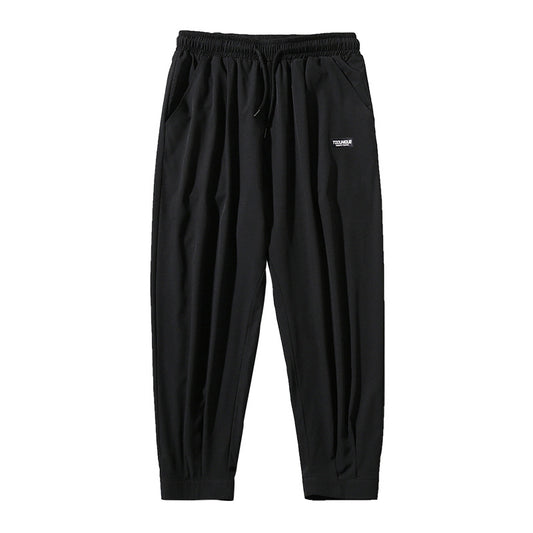 Pantalones Seda Helada Cintura Alta Drapeado Ligero