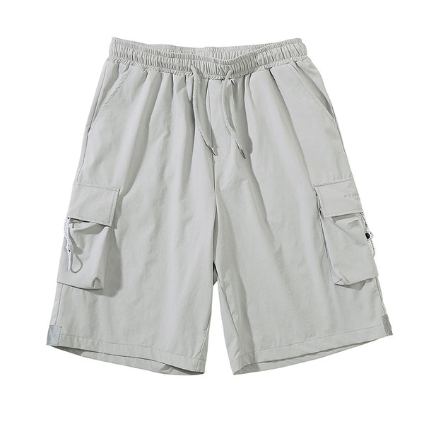 Pantalones Cortos Funcionales Holgados con Bolsillos Laterales y Cintura Ajustable para Hombre