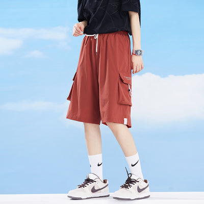 Pantalones Cortos Funcionales Holgados con Bolsillos Laterales y Cintura Ajustable para Hombre - Image 2