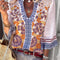 Blusa Estampada V-Escote Manga Trompeta Elegante para Oficina