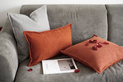 Funda de Almohada Doble Cara Algodón Lino Estilo Japonés Rojo Naranja - Image 6