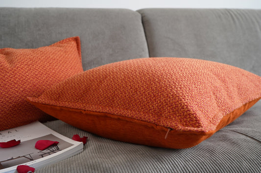 Funda de Almohada Doble Cara Algodón Lino Estilo Japonés Rojo Naranja - Image 2
