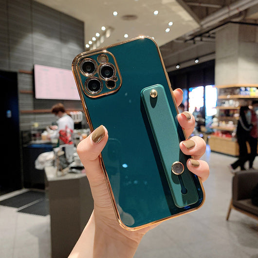 Funda de Silicona Candy Color con Pulsera Metálica 6D para iPhone - Image 4