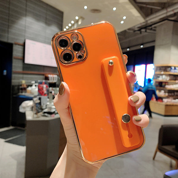 Funda de Silicona Candy Color con Pulsera Metálica 6D para iPhone