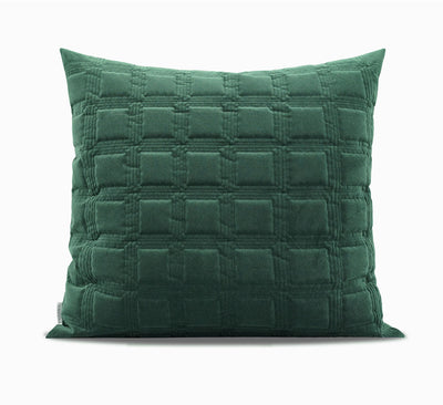 Cojín Chino Moderno Acolchado Verde Oscuro con Textura Geométrica 3D - Image 8