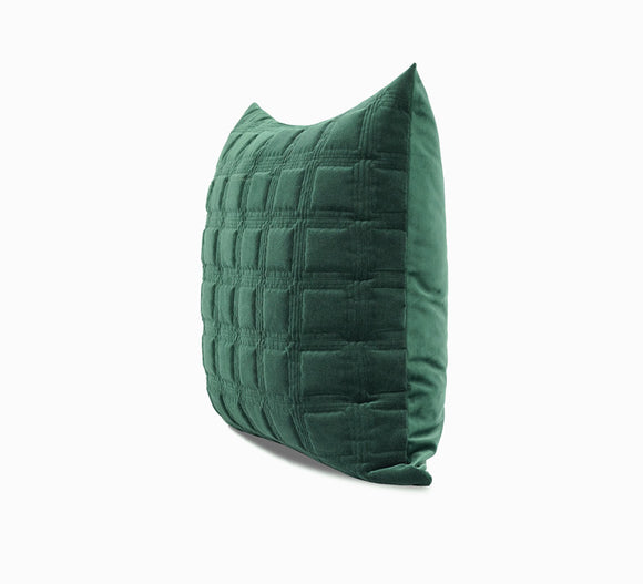 Cojín Chino Moderno Acolchado Verde Oscuro con Textura Geométrica 3D