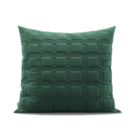 Cojín Chino Moderno Acolchado Verde Oscuro con Textura Geométrica 3D
