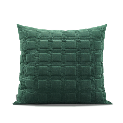 Cojín Chino Moderno Acolchado Verde Oscuro con Textura Geométrica 3D