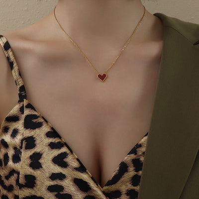 Collar Corazón Melocotón Estilo Francés de Acrílico - Image 5