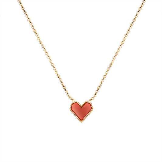 Collar Corazón Melocotón Estilo Francés de Acrílico - Image 2