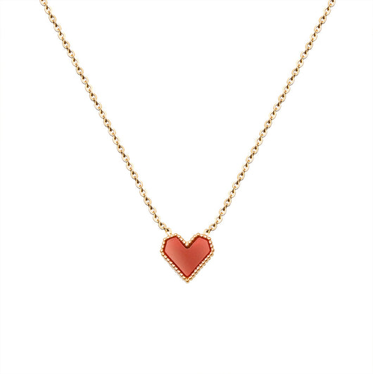 Collar Corazón Melocotón Estilo Francés de Acrílico - Image 2