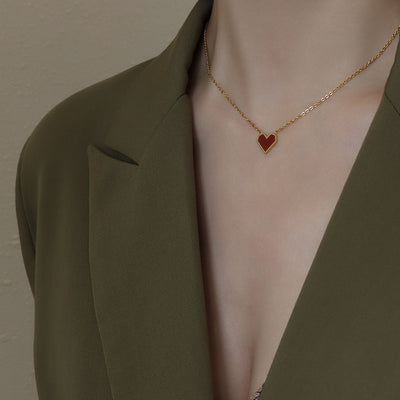 Collar Corazón Melocotón Estilo Francés de Acrílico - Image 3