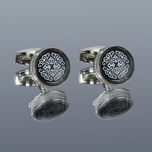 Gemelos de Plata con Patrón Geométrico Moderno - Image 9