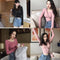 Blusa Retro Otoñal Cuello Redondo Manga Larga Ajustada