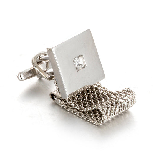 Gemelos de Cadena Cuadrados en Cristal Blanco para Negocios - Image 4