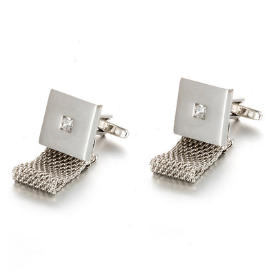 Gemelos de Cadena Cuadrados en Cristal Blanco para Negocios - Image 3