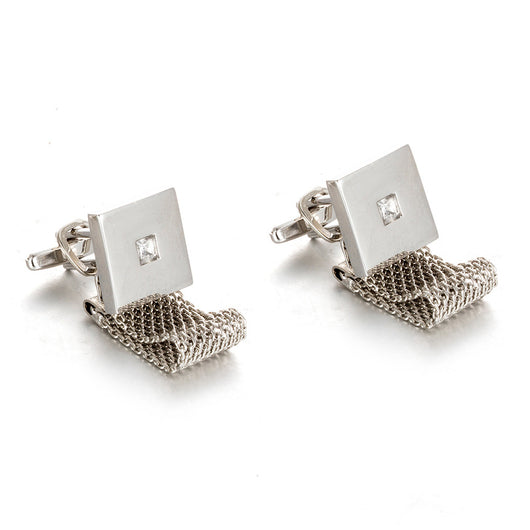 Gemelos de Cadena Cuadrados en Cristal Blanco para Negocios - Image 2
