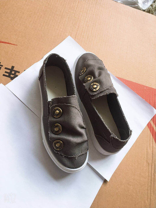 Zapatos Planos de Lona Denim para Mujer con Hebilla de Bronce - Talla Grande - Image 5