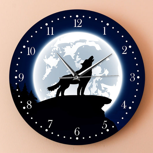 Reloj de Pared Acrílico Lobo Aullando a la Luna - Decoración Moderna - Image 7