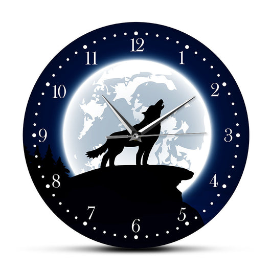 Reloj de Pared Acrílico Lobo Aullando a la Luna - Decoración Moderna - Image 8