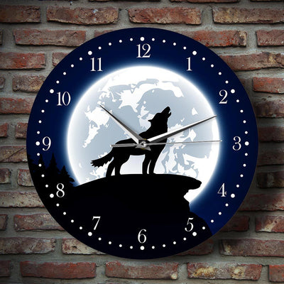 Reloj de Pared Acrílico Lobo Aullando a la Luna - Decoración Moderna - Image 9
